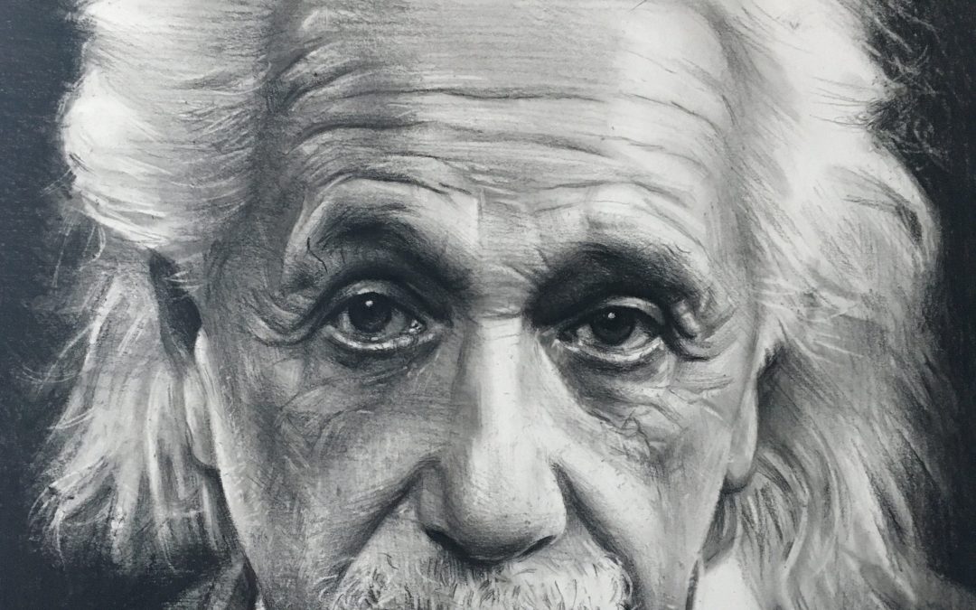 Timelapse, 3 hour drawing live demo of Albert Einstein